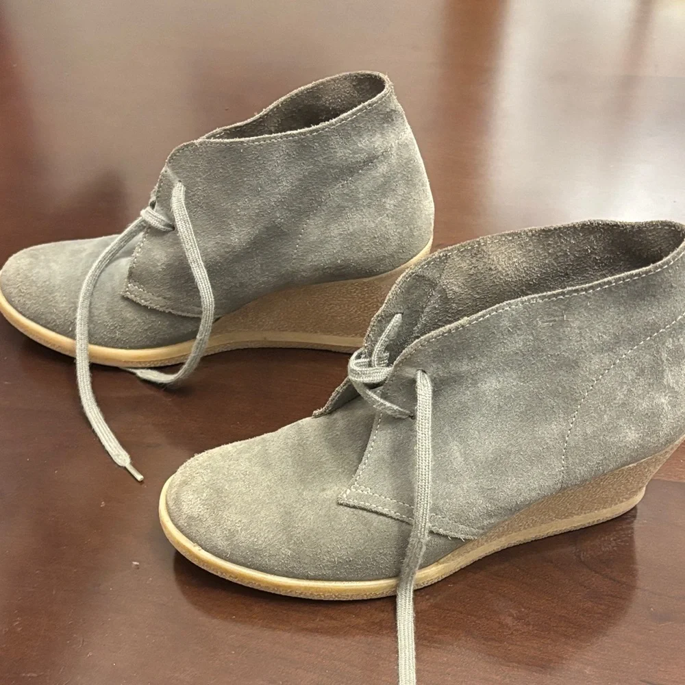 Jcrew Grey Suede Women's Wedge Booties Sz 8